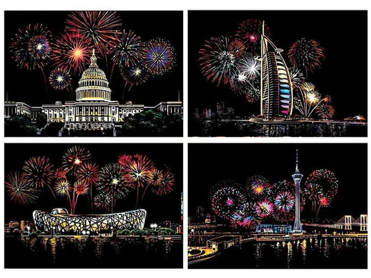 Colorful Fireworks Art Bundle (A4)
